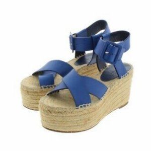 CELINE Cobalt Espadrille Wedge Sandals